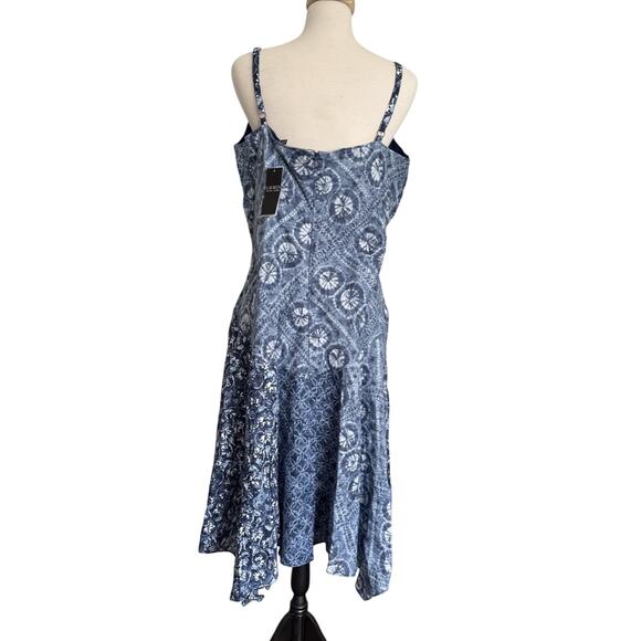 Ralph Lauren Women’s Blue Linen Patchwork Sleeveless Midi Dress Size 18 NWT $265 - Picture 2 of 7
